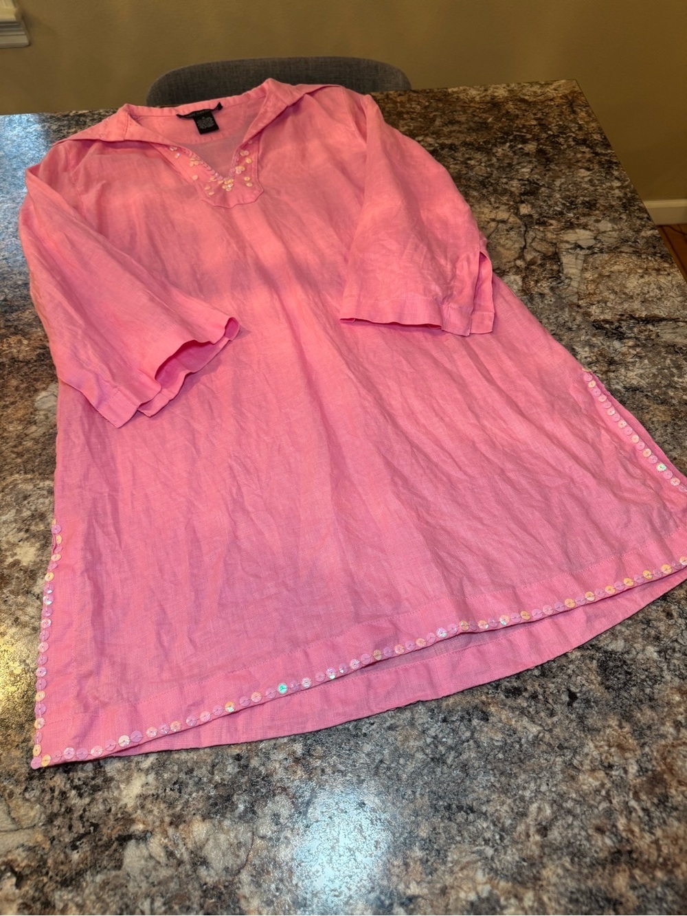 Sarah Spencer Pink Embellished Linen Tunic